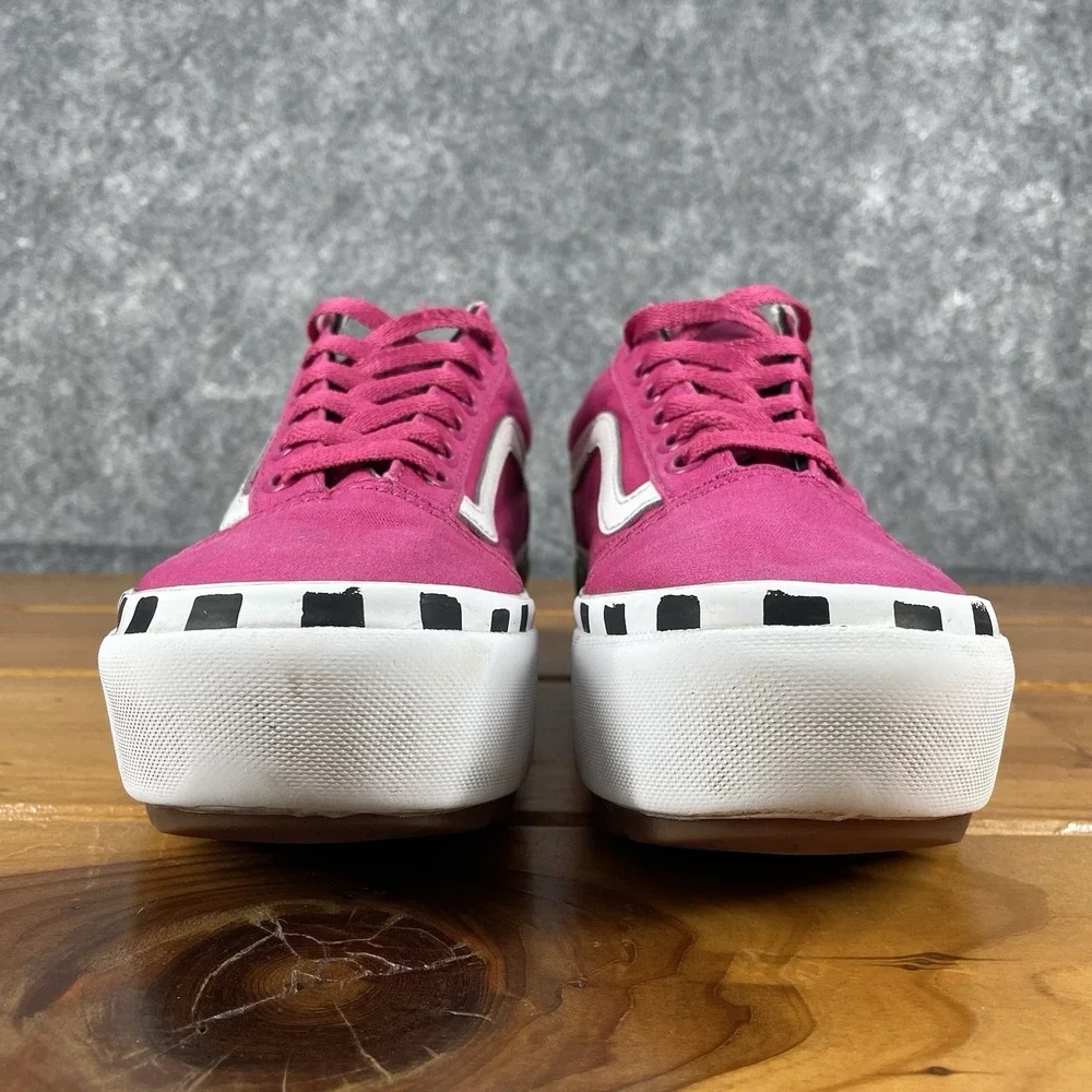 VANS Old Skool Stacked Logo Platform Cabaret Pink Checker Womens 6 / Mens 4.5